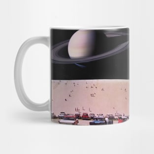 Saturn Dunes - Space Aesthetic Collage, Retro Futurism, Sci-Fi Mug